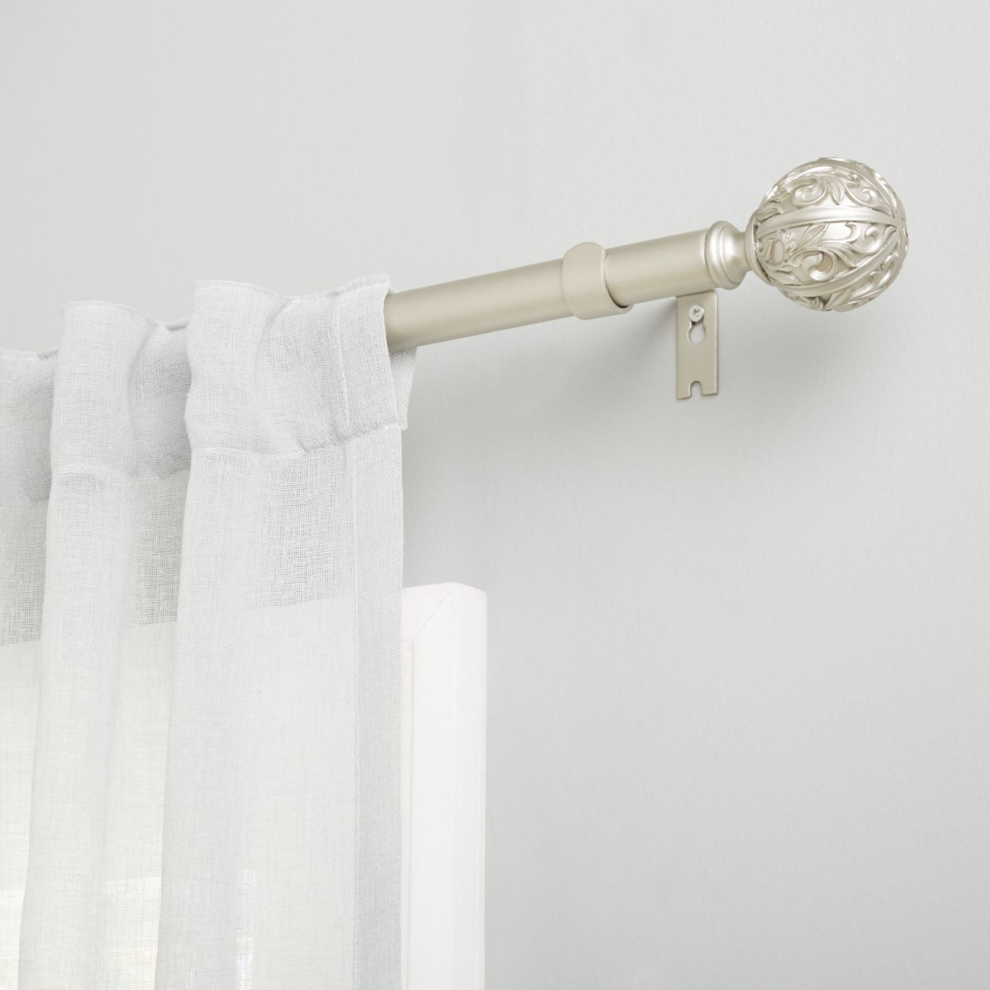 Exclusive Home Vulcan 1" Window Curtain Rod and Finial Set, Adjustable 66"-120", Matte Nickel