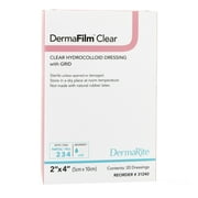 DermaFilm Thin Hydrocolloid Dressing 2 x 4" Rectangle Extra Thin Clear w/grid Film Backing 31240 20 per Box