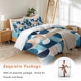 thumbnail image 7 of Blue Khaki Bedding Duvet Cover Set Queen Size 4 Pieces Nordic Retro Medieval Geometric Abstract Bedding Set with Zipper Closure, 1 Comforter Cover 90x92 Inches 1 Flat Sheet & 2 Pillow Cases, 7 of 7
