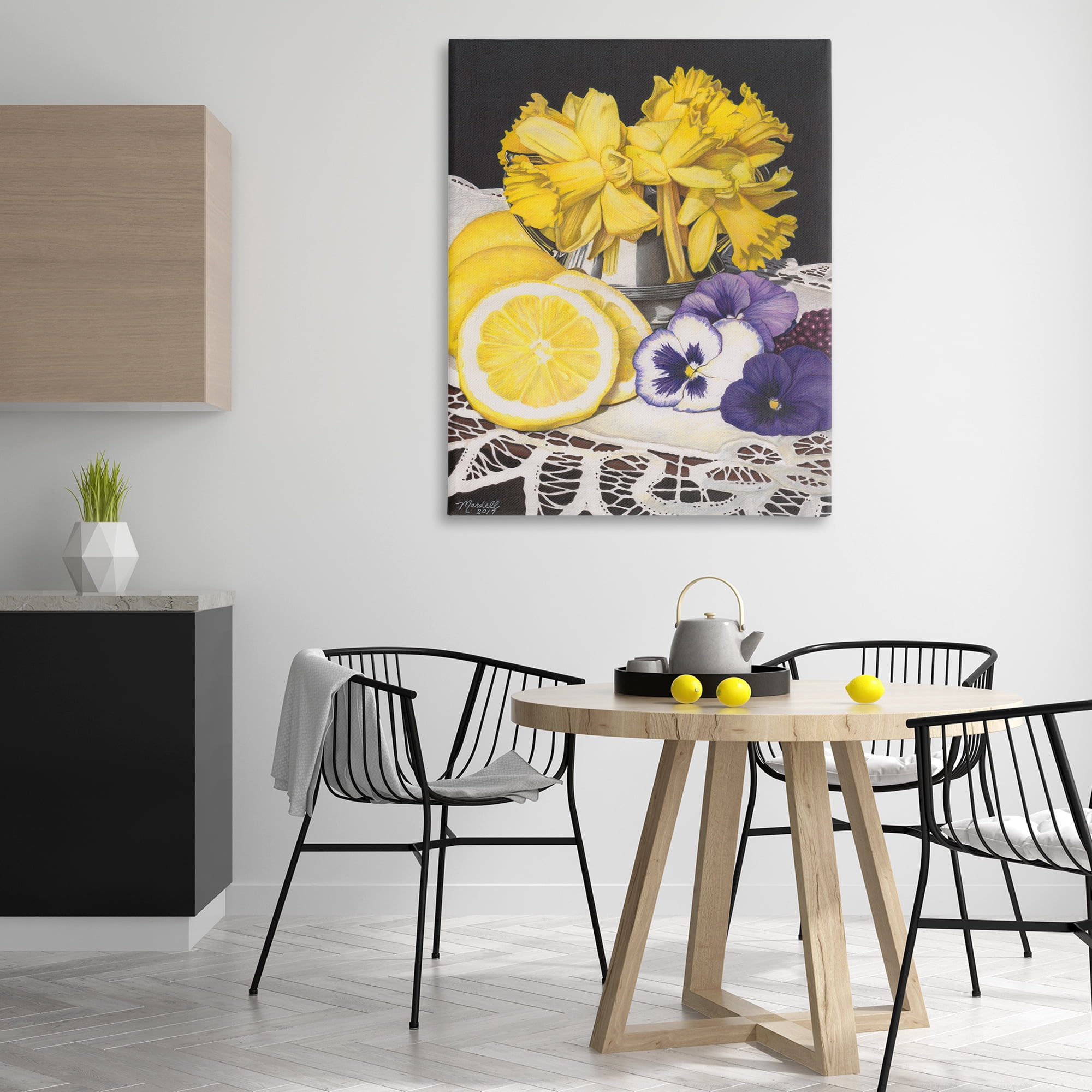 Stupell Industries Daffodils & Lemons Still Life Food & Beverage Painting Gallery Wrapped Canvas Art Print Wall Art, 36 x 48