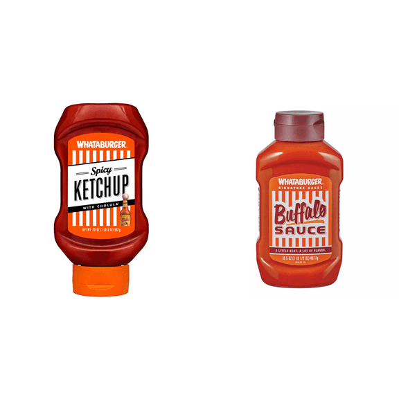 Whataburger Spicy Ketchup with Cholula, 20 oz Whataburger Buffalo Sauce, 16.5 oz