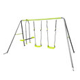 thumbnail image 6 of Backyard Swing Set for Kids, SUREGO 440lbs Heavy Duty Outdoor Playset with 2 Curved Swings & 1 Face-to-Face Swing, Metal Frame Playground Swing Set for 3+ Toddlers & Children, Green, 6 of 8
