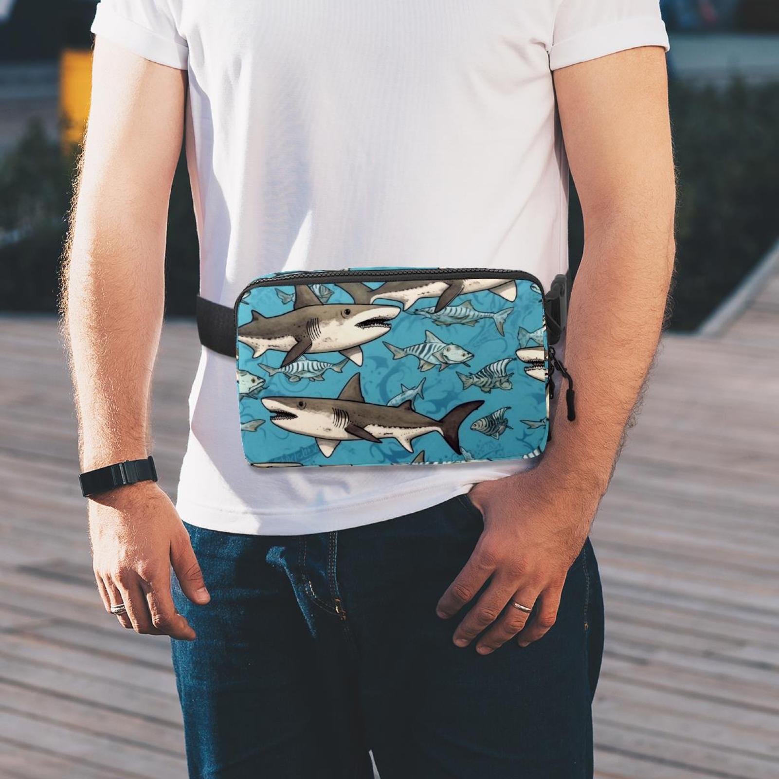Shark Running Belt Money Belt Waist Bag Cross Body Bag Lightweight Adjustable Extension Strap Unisex Black Kindly Waterproof SportsOutdoor Hiking Cycling Travel Gym Workout Running Belt Bag²