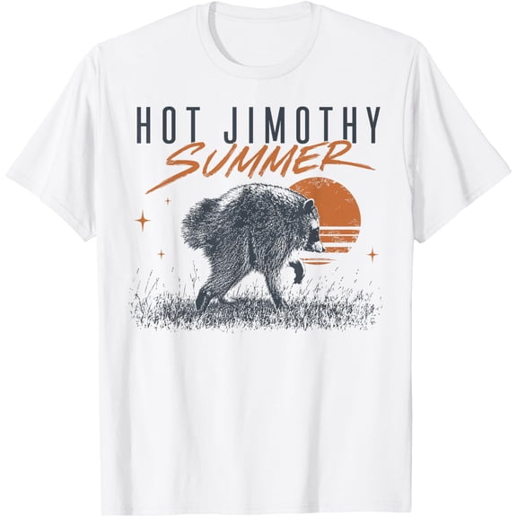 Hot Jimothy Summer Retro Raccoon Graphic T-Shirt for Meme Fans