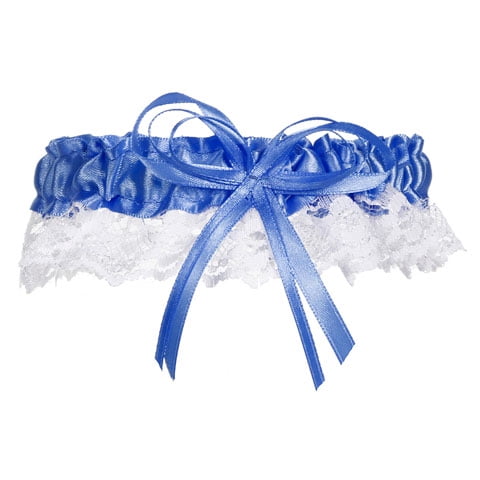 Lace Trim Garter Cobalt Blue Accent