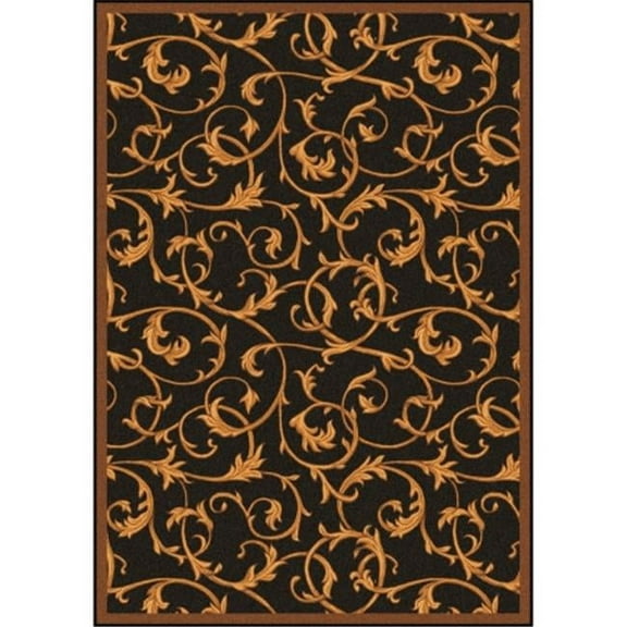 Any Day Matinee Acanthus Rectangle Theater Area Rugs  02 Brown - 5 ft. 4 in. x 7 ft. 8 in.