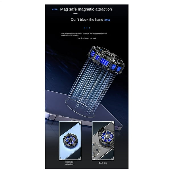 Enfriador de Teléfono Móvil Magnético/Clip Trasero 2 en 1 Semiconductor Ventilador de Refrigeración Radiador Efectos de Iluminación RGB para Teléfono Tablet,A