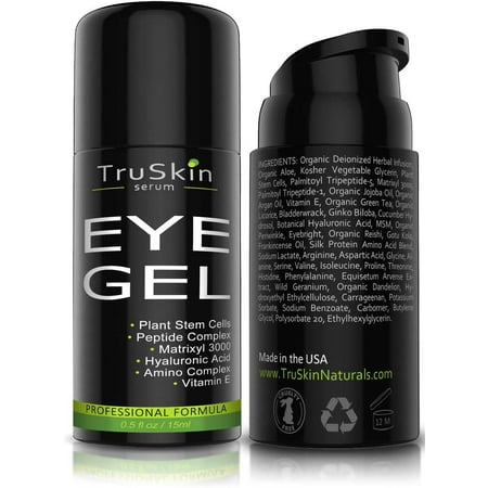 Best Eye Gel for Wrinkles, Fine Lines, Dark Circles, Puffiness, Bags, 75% ORGANIC Ingredients, With Hyaluronic Acid, Jojoba Oil, MSM, Peptides and More, Refreshing Eye Cream Combination 0.5 Fl