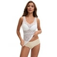 thumbnail image 4 of Unique Bargains Women's Lace Mesh V Back Wide Strap Fixed Cup Camisoles M White, 4 of 6