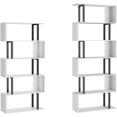 thumbnail image 1 of YKITRD 5-6 Tier Geometric Bookcase,S Shaped Bookshelf, Wood Decorative Storage Shelving, Modern Freestanding Display Shelves, Tall Book Shelf Unit for Living Room Bedroom, White, 1 of 8