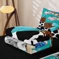 thumbnail image 5 of Manfei Western Floral Bull Skull Zipper Queen Comforter Set with Fitted Sheet and 2 Pillowcases,Boho Damask Cow Print Zipper Bedding Set,White Turquoise,Reversible, 5 of 7
