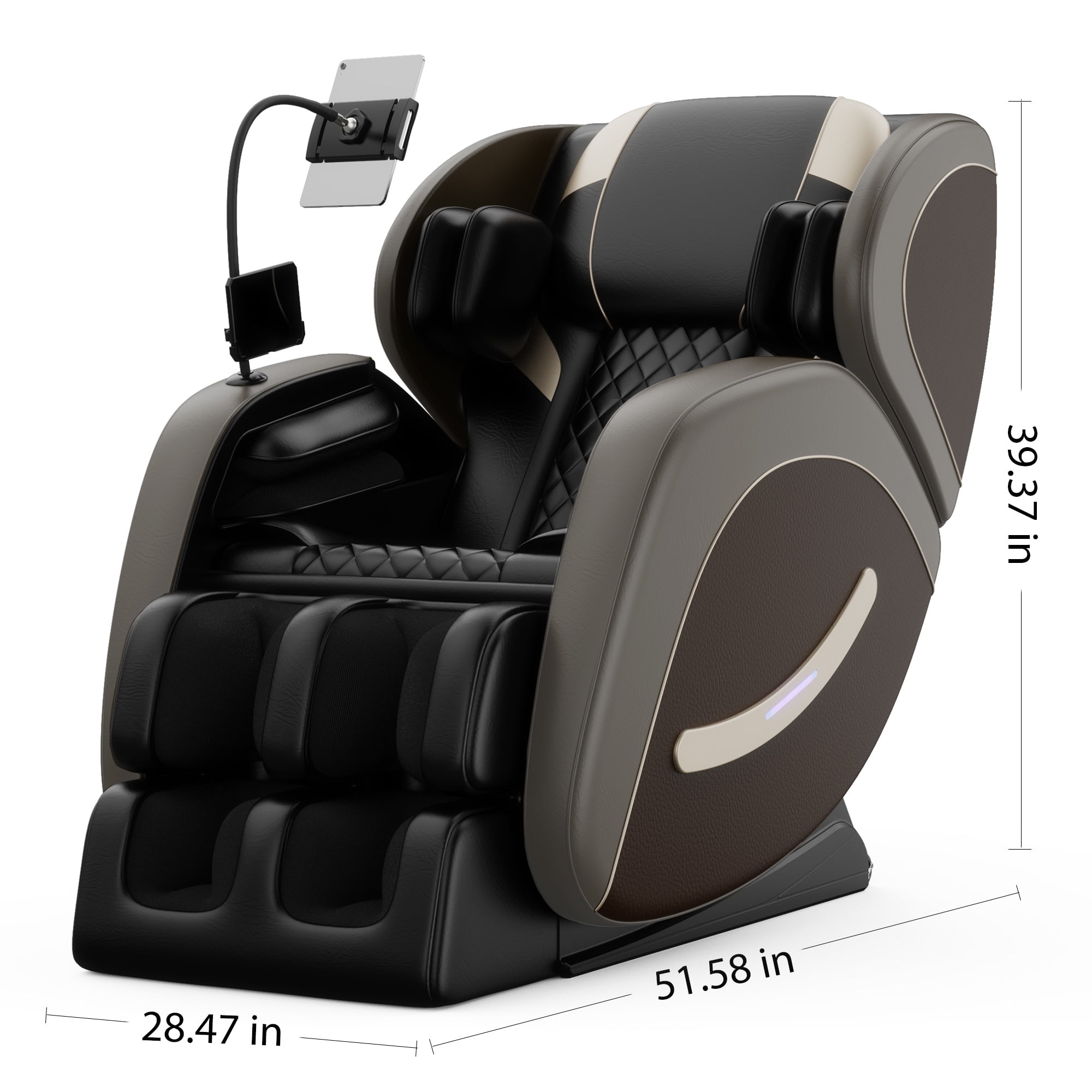 AENKYO Zero Gravity Full Body Massage Chair Recliner Includes Heating, Airbags, Bluetooth Speaker, Foot Roller, and Touch Screen Gray