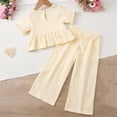 thumbnail image 6 of Bovxnpu Girls Summer Clothing Sets Striped Sleeveless V-neck Kids Breathable Casual Top and Pants Outfit Set, 6 of 8