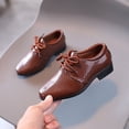 thumbnail image 1 of Zapatos de cuero para niños, estilo primaveral y otoñal, con cordones, de una sola capa, para niños de mediana edad y estudiantes, zapatos negros de alto rendimiento, 1 of 5