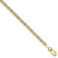 thumbnail image 3 of 14K Rhodium Plated Yellow Gold 2.75mm Tri-color Pav Chain Bracelet 8 Inch, 3 of 5