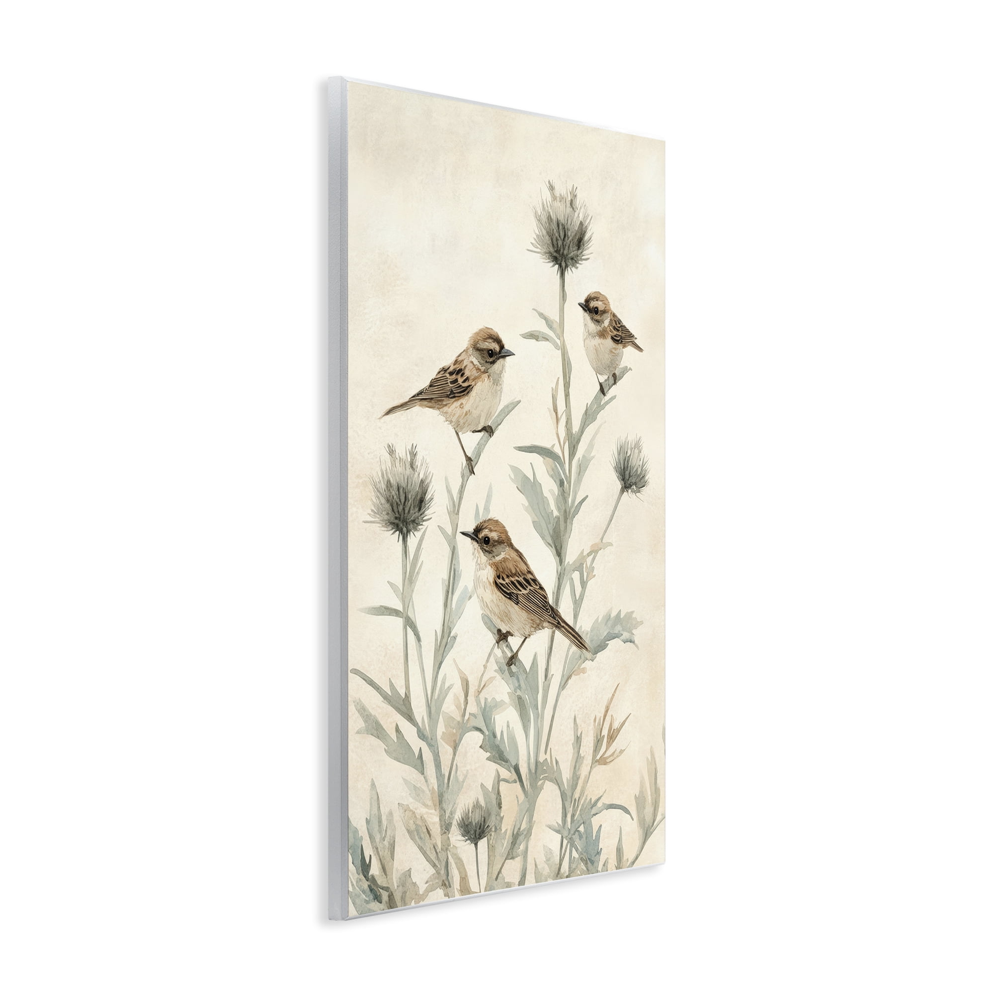 Stupell Industries Sparrows on Thistle Stems Wall Plaque Art, design by Petal Prints Design