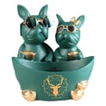 thumbnail image 3 of Estatuas de bulldog, figuras decorativas, regalo francés, estatuas de superficie, frasco, perro genial Verde, 3 of 9