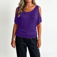 thumbnail image 5 of jjayotai Women Cold Shoulder Tops Summer Short Sleeve Shirt Scoop Neck Tee Casual Loose Fitted Solid Color Tunic Top, 5 of 6