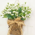 thumbnail image 4 of Corona de cesta de flores de primavera artificiales | Decoración de canasta de puerta de anillo floral falso | Vegetación de plástico | Colgado de bienvenida interior y exterior | Acento en la pared, 4 of 7