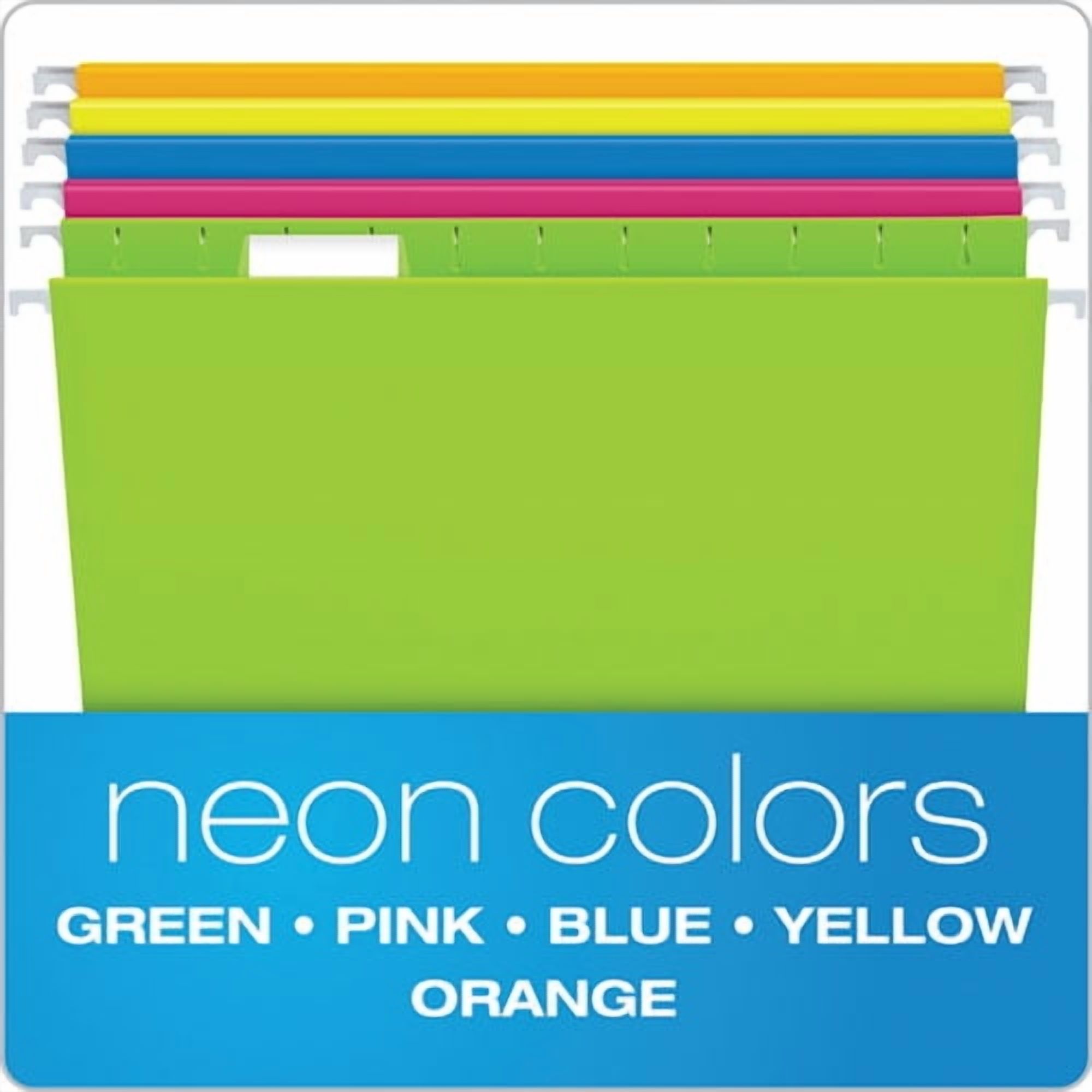 Glow Hanging File Folders, Letter Size, 1/5-Cut Tab, Assorted, 25/box | Bundle of 5 Boxes