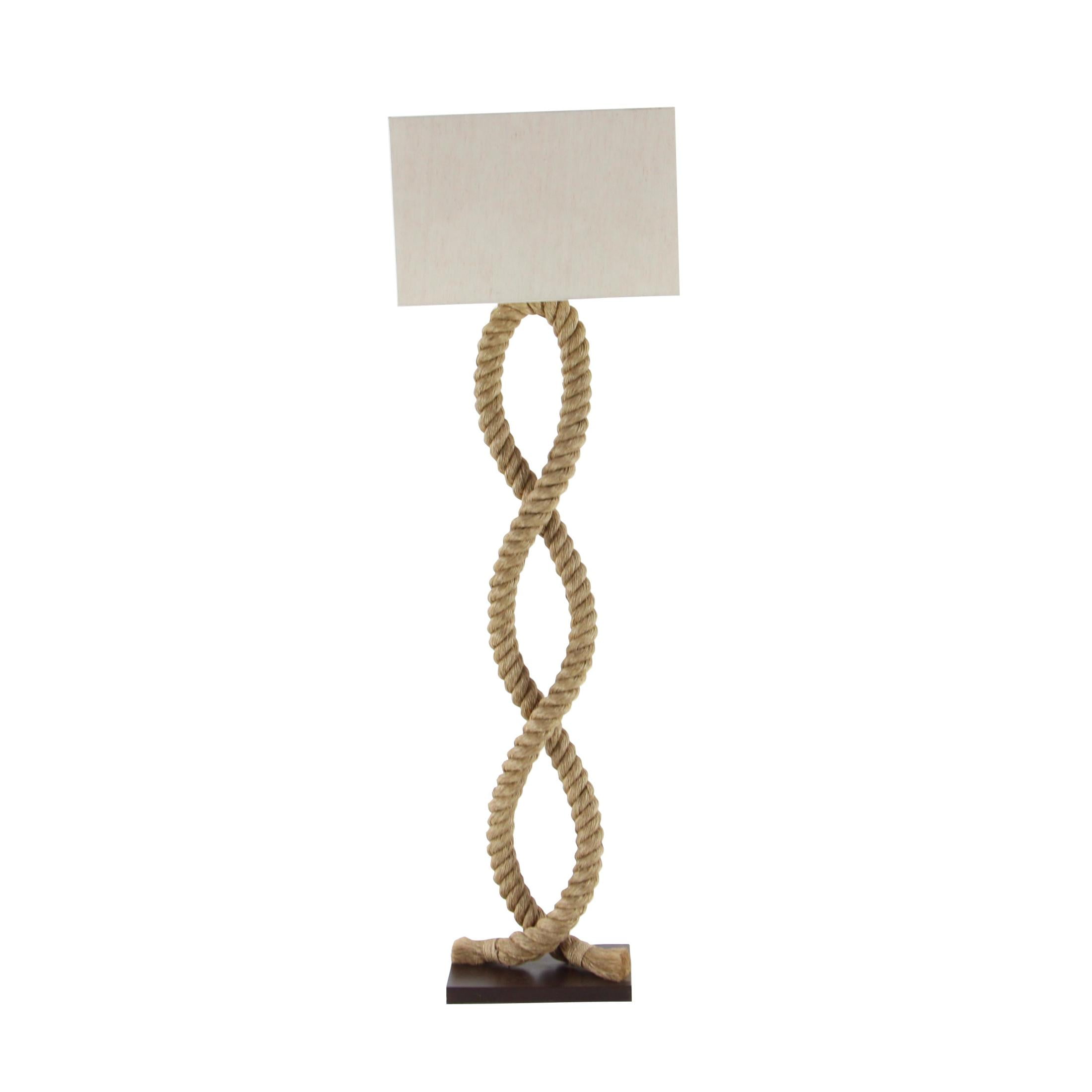 DecMode 63" Rope Brown Floor Lamp with White Fabric Shade