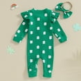 thumbnail image 3 of Bagilaanoe Newborn Baby Girl Boys Holiday Jumpsuit Print Long Sleeve Bodysuit + Headband 3M 6M 12M Infant Spring One Piece Romper, 3 of 7
