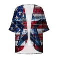 thumbnail image 5 of UVEASISHA American Flag Kimono for Women 4th of July 3/4 Sleeve Cardigans Summer Open Front Casual Beach Coverups Independence Day Print Cardigan Jackets Multicolor S, 5 of 6