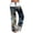 a-Navy21747, variant on Womens Colorful Floral Print High Waisted Wide Leg Pants Drawstring Waistband Oil Painting Style Lightweight Casual Boho Trousers For Summer Wear Grey L