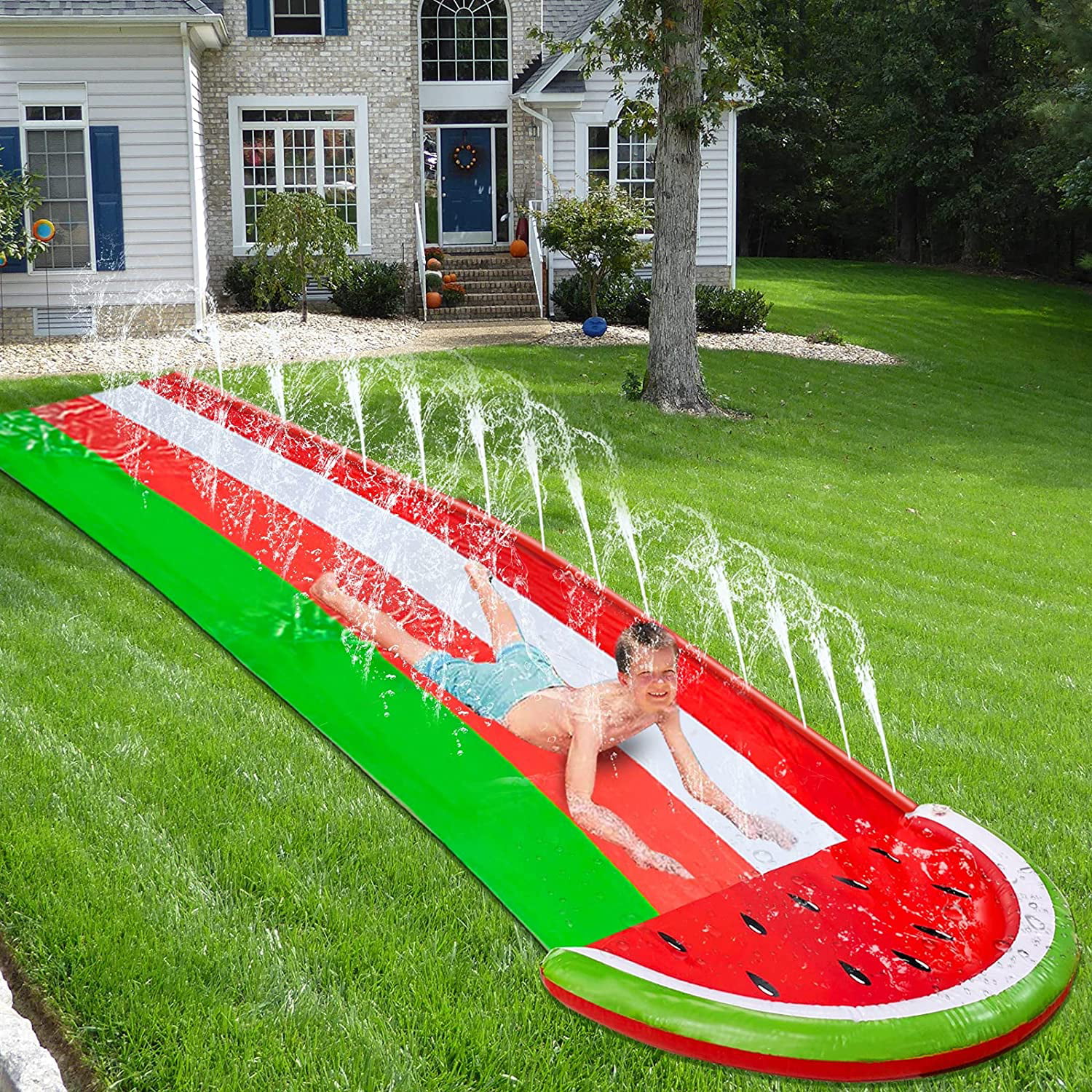 16 Ft Watermelon Slip Slide Lawn Water Slides with Sprinkler Inflatable  Crash Splash Pad Outdoor Water Toys for Kids Toddlers Children Backyard  Summer Beach Swimming Pool Games Party Toys - Walmart.com