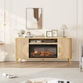 thumbnail image 3 of Vecenuy Fluted Fireplace TV Stand Up to 80" TVs, Modern Entertainment Center with 30" Electric Fireplace, Luxury Media Console with Adjustable Shelves for Living Room, Natural Oak, 3 of 9