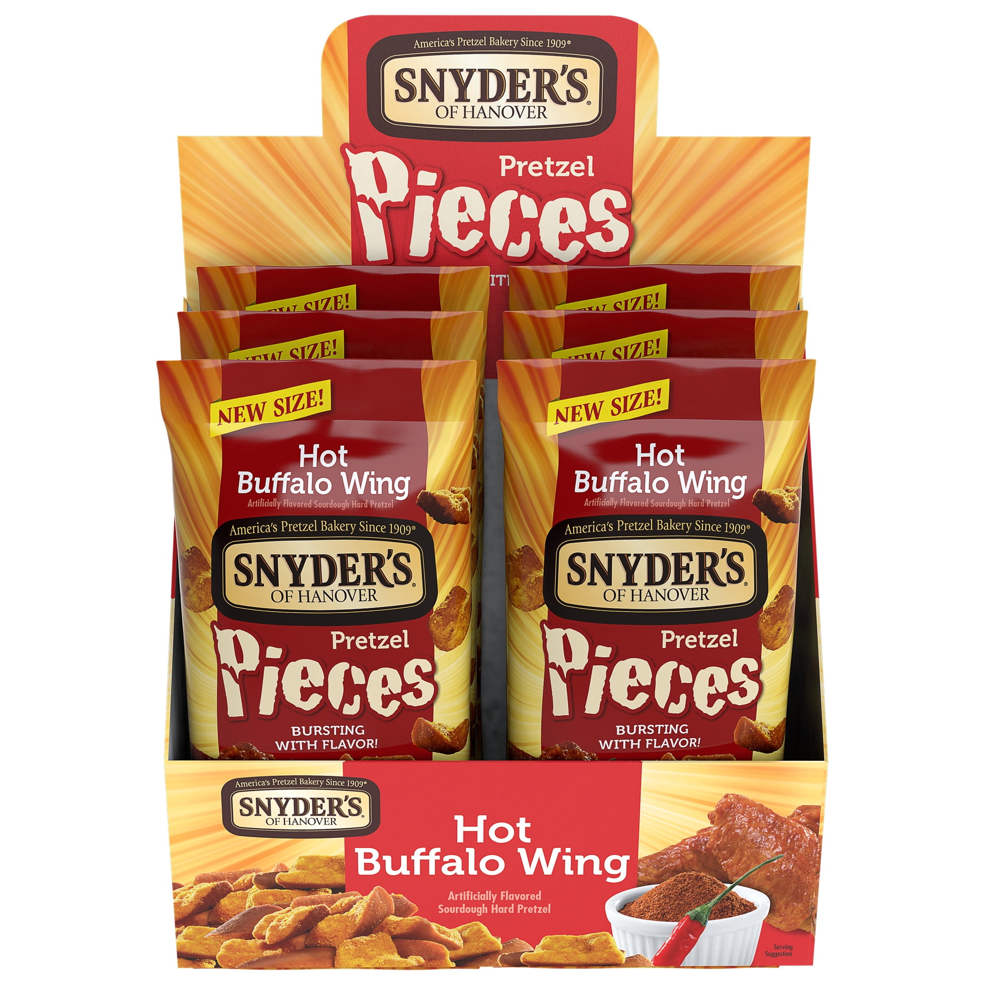 Snyder's of Hanover Pretzel Pieces, Hot Buffalo Wing, 3.25 oz, 6 Ct