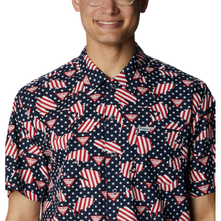 Columbia Men's Trollers Best Short Sleeve Shirt, Collegiate Navy PFG Proud, Small Columbia Men's Trollers Best Short Sleeve Shirt, Collegiate Navy PFG Proud, Small