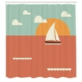thumbnail image 3 of Ambesonne Graphic Beach Shower Curtain, Sailboat Dawning Sun, 69"Wx84"L, Coral Seafoam, 3 of 5