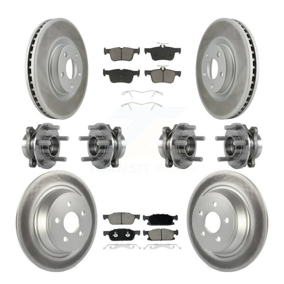 Transit Auto Ensemble de Roulements de Moyeu avant Arrière Rotors de Frein à Disque Enduits et Tampons en Céramique (10 Pcs) pour Voiture 2018 Lincoln Continental AWD avec Rotor de Diamètre 316mm - Côté Gauche Droit KBB-120705