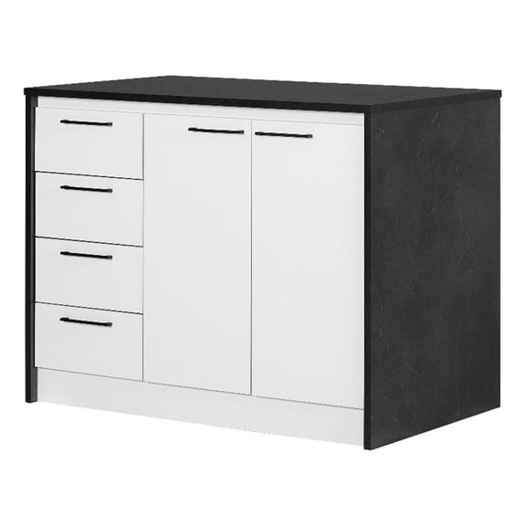 Pemberly Row 48"W Engineered Wood Kitchen Island with Storage in Black/White