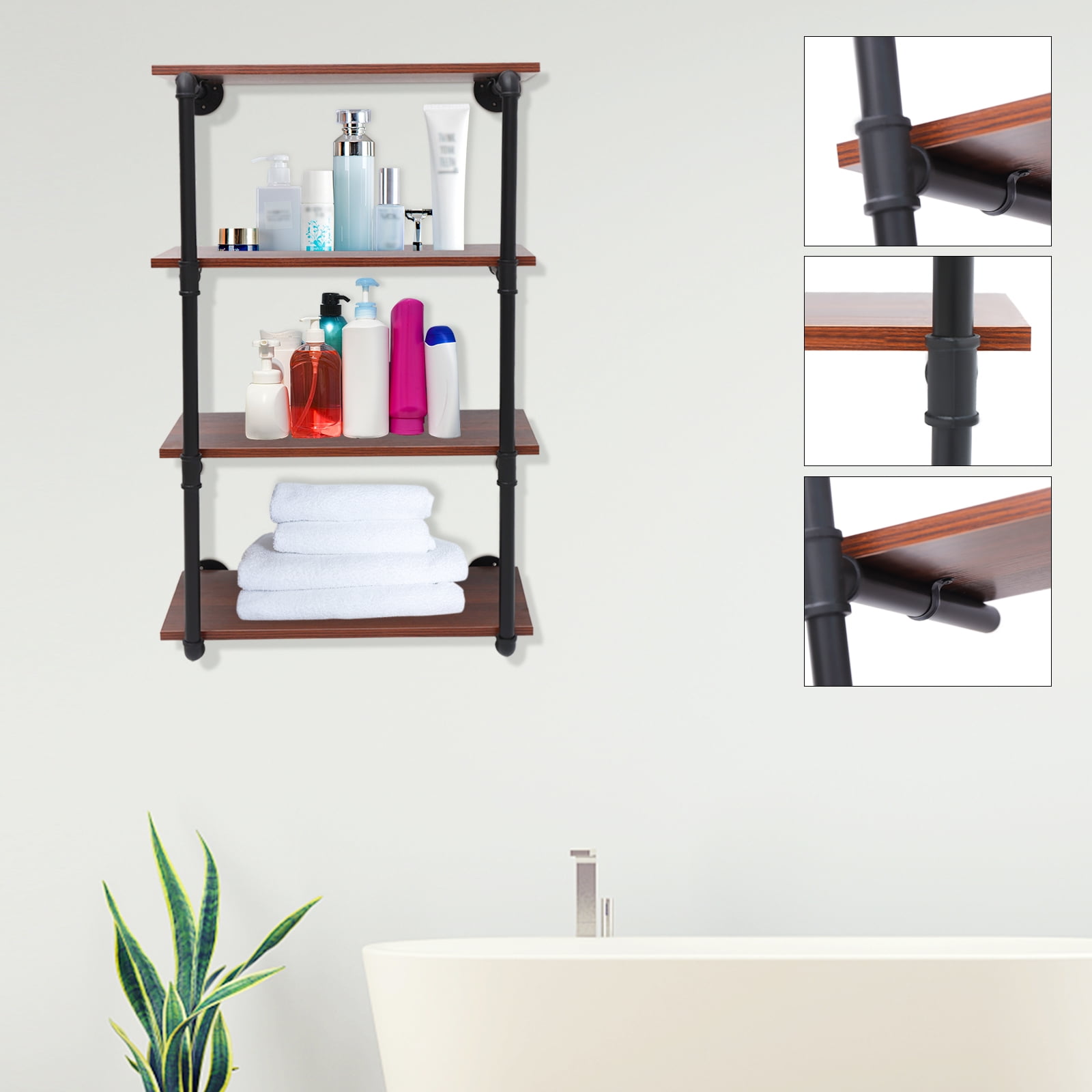 24in Industrial Wall Mounted Shelves Wood Floating Shelves for Living