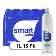 smartwater vapor distilled premium water bottles, 1 Liter, 15 Pack