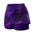 thumbnail image 4 of FASHOFT Tennis Skirts For Women Starry Sky Glitter Printed Elastic Skort With Pockets Double Layer For Sports And Casual Wear Womens Athletic Skirt Purple, 4 of 6