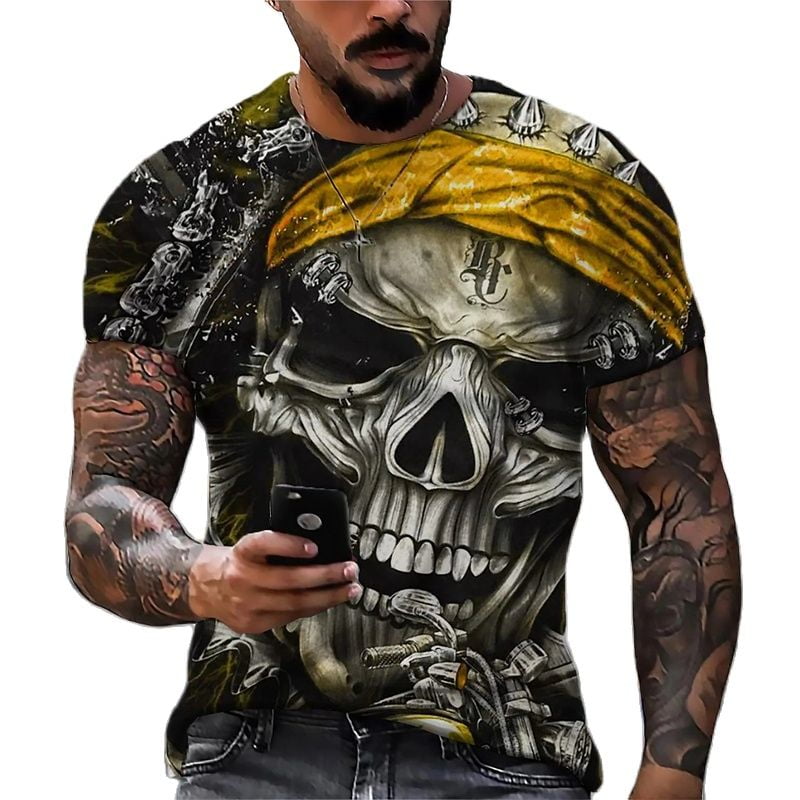 Vintage Skull T-shirt For Men 3d Printed Skull Men's T