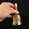 thumbnail image 6 of Solid Brass Hand Bell - Loud Service, Dinner, Wedding, Pet Training, Meditation Bell with Floral Pattern, 6 of 8