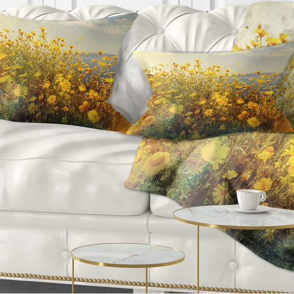 Designart 12" x 20" Floral Polyester Throw Pillow