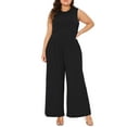 thumbnail image 2 of DARING DIVA Women's Plus Sleeveless Crew Neck Jumpsuit with Pockets 1X Black, 2 of 6
