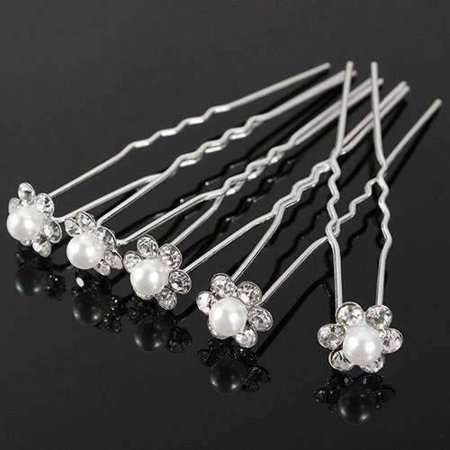 Small Pearl Amp Rhinestone Flower Hair Pins In 12 Elegant Colors