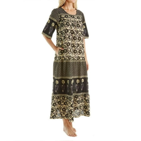 Ankle Length Dress - Women's La Cera 2209A 100% Cotton Woven Ankle Length Lounge Dress