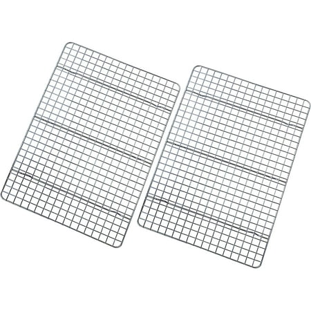 Checkered Chef Cooling Rack - Set of 2 Stainless Steel, Oven Safe Grid Wire Racks for Cooking & Baking - 10" x 15"