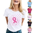thumbnail image 4 of Yuanlong Womens Tshirts Short Sleeve Crew Neck Cancer Prevention And Month Print T Shirt Stylish Daily Activities Top, 4 of 4