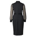 thumbnail image 5 of Afinprain Womens Clergy Dress Tab Collar Sheer Puff Sleeve Pencil Dresses, 5 of 6