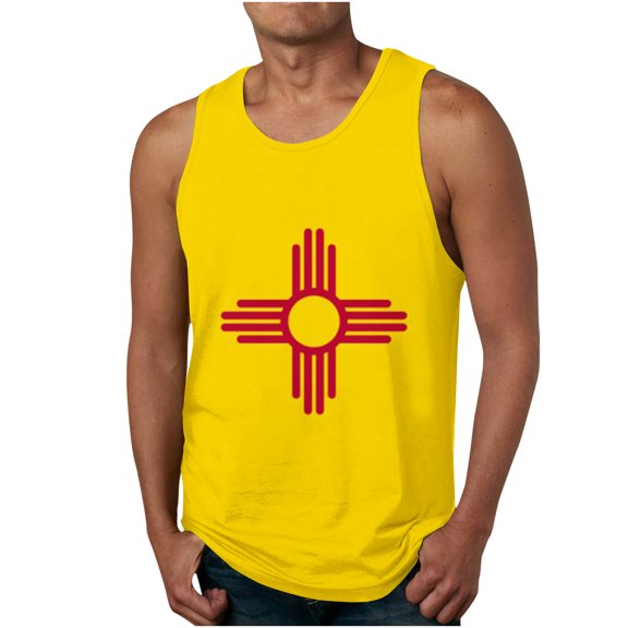 Njoeus Men's Gym Workout Tank Tops Summer Sleeveless Shirts Mens Casual Fitness Muscle Tee Shirt USA State Flag Graphic Tees for Men Big & Tall S-4XL (New Mexico)