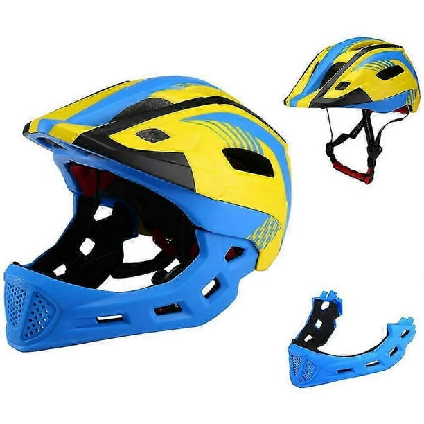 Kids Detachable Full Face Bike Helmet Breathable Ultralight Cycling Sports Safety Helmet for Bicycle Skateboard Scooter Roller Skating