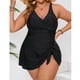 thumbnail image 5 of Trajes de baño Amzcrzy Tankini para mujer, trajes de baño, traje de baño, bikini liso con almohadilla para el pecho, bikini con aros, traje de baño deportivo dividido, negro, 2XL, 5 of 9